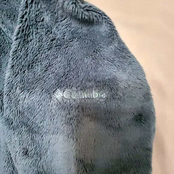 Columbia Blue Aqua Plush Fleece Zip Jacket Women’s Small Soft Warm Cozy Layer - Picture 11 of 12